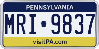 PA license plate MRI9837