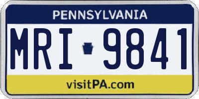 PA license plate MRI9841