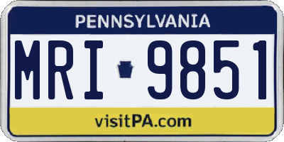 PA license plate MRI9851