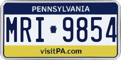 PA license plate MRI9854