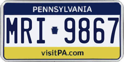 PA license plate MRI9867