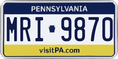 PA license plate MRI9870