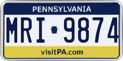 PA license plate MRI9874