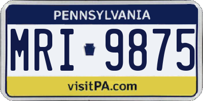 PA license plate MRI9875