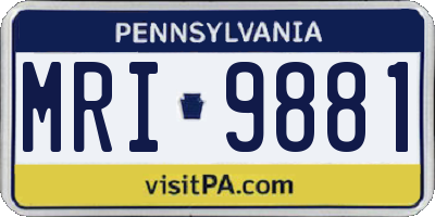 PA license plate MRI9881
