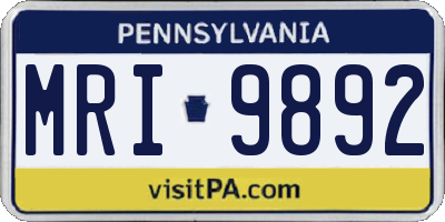 PA license plate MRI9892