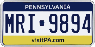PA license plate MRI9894