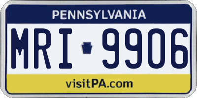 PA license plate MRI9906