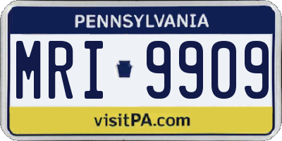 PA license plate MRI9909