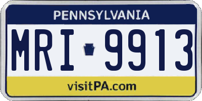 PA license plate MRI9913