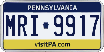 PA license plate MRI9917