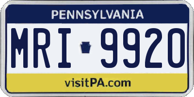 PA license plate MRI9920