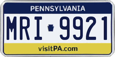 PA license plate MRI9921