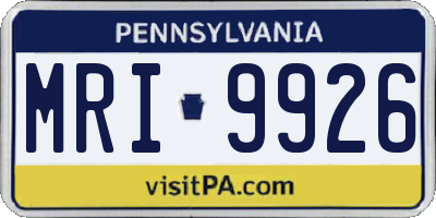 PA license plate MRI9926