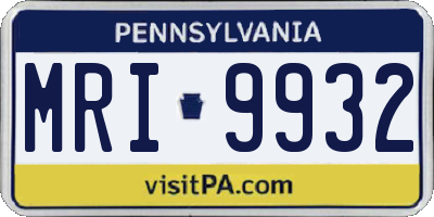 PA license plate MRI9932