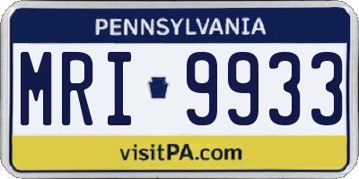 PA license plate MRI9933