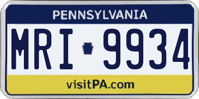 PA license plate MRI9934
