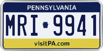 PA license plate MRI9941