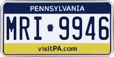 PA license plate MRI9946
