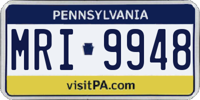PA license plate MRI9948