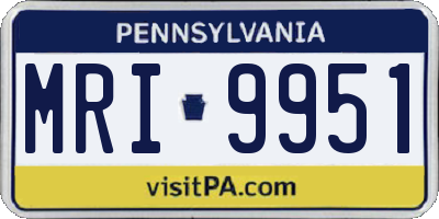 PA license plate MRI9951