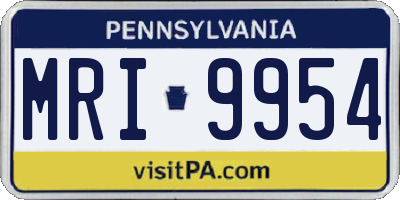 PA license plate MRI9954