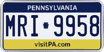 PA license plate MRI9958
