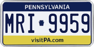 PA license plate MRI9959
