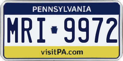 PA license plate MRI9972