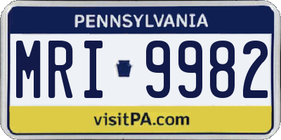 PA license plate MRI9982