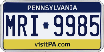 PA license plate MRI9985
