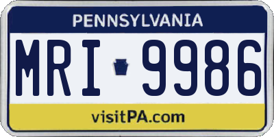PA license plate MRI9986