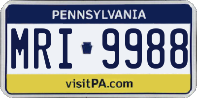 PA license plate MRI9988