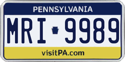 PA license plate MRI9989