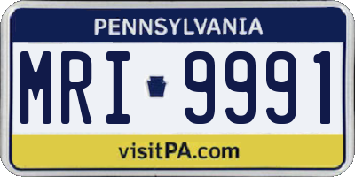 PA license plate MRI9991