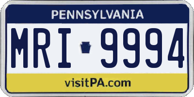 PA license plate MRI9994