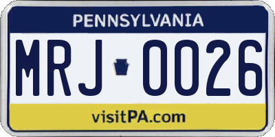 PA license plate MRJ0026