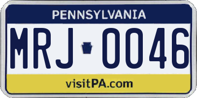 PA license plate MRJ0046