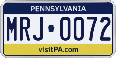 PA license plate MRJ0072