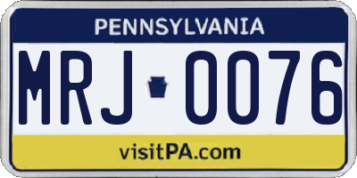 PA license plate MRJ0076