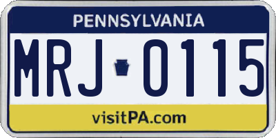 PA license plate MRJ0115
