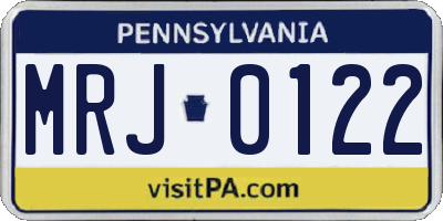 PA license plate MRJ0122