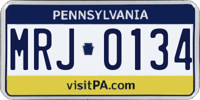 PA license plate MRJ0134
