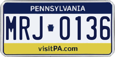 PA license plate MRJ0136