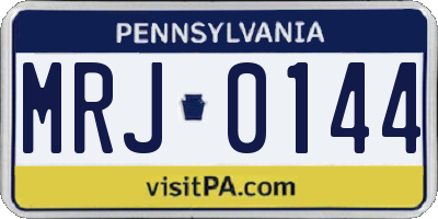 PA license plate MRJ0144