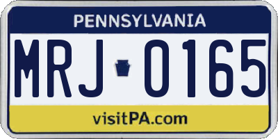 PA license plate MRJ0165