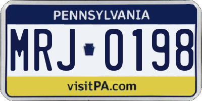 PA license plate MRJ0198