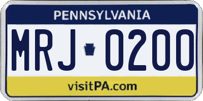 PA license plate MRJ0200