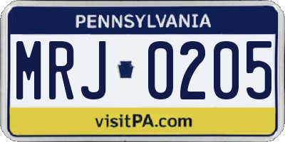 PA license plate MRJ0205
