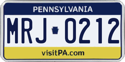 PA license plate MRJ0212